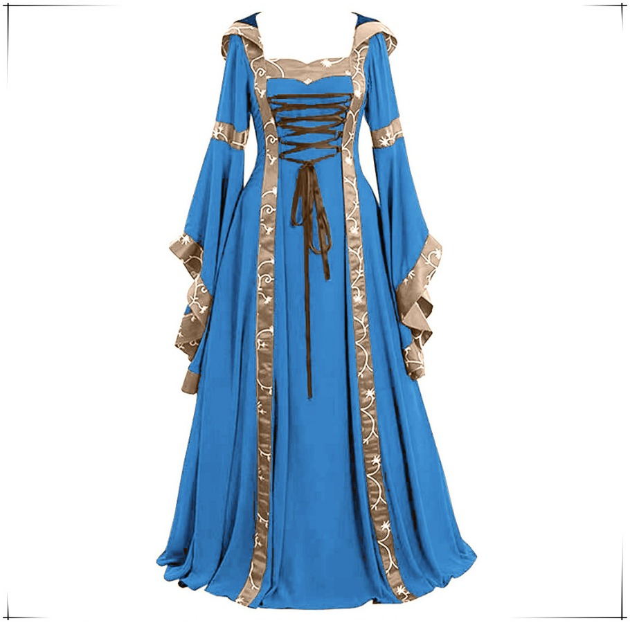 Medieval Renaissance Dress Women - New Women's Medieval Gothic Hooded Maxi