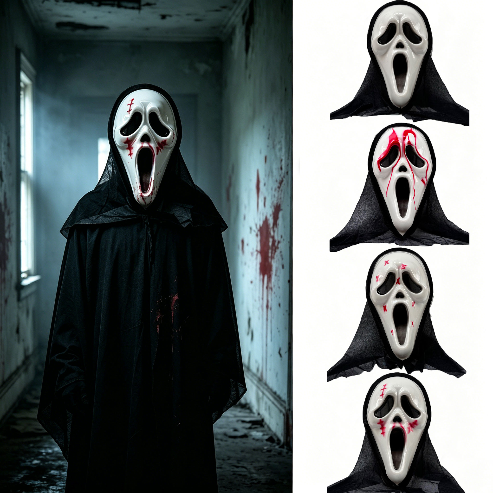 Led Purge Mask Halloween - Ghost Horror Mask with Black Mesh