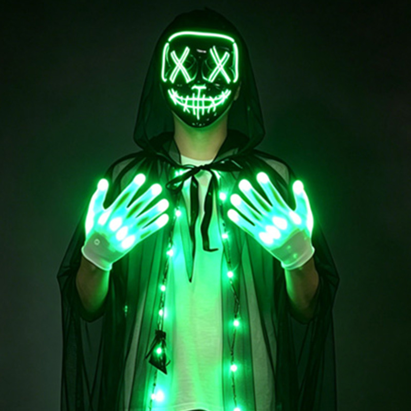 LED Skull Mask Light Up Gloves - đánh giá và giá Led Purge Mask Halloween